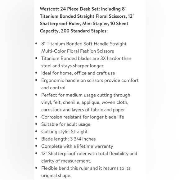 🎁 New Westcott Fashion Desk Set Sidekick, Scissors, Ruler and Mini Stapler - Picture 2 of 7
